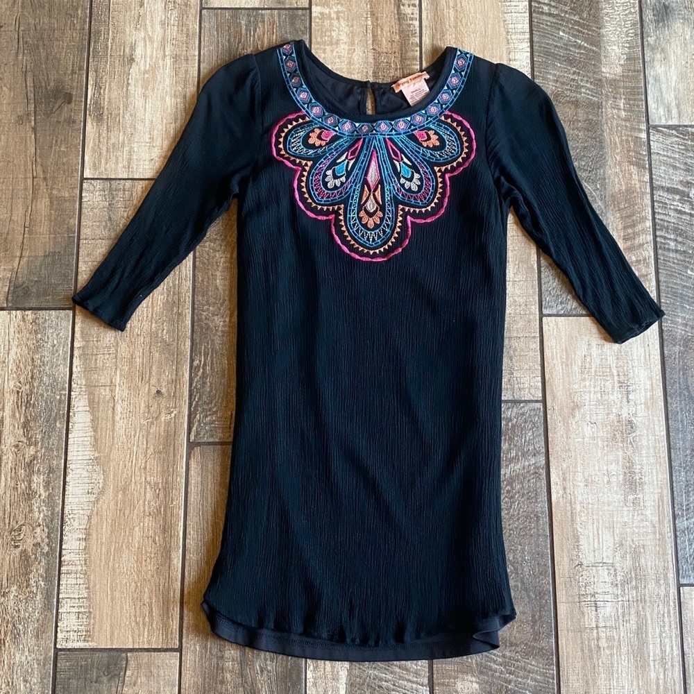 Flying Tomato Black Dress with Vibrant Embroidery